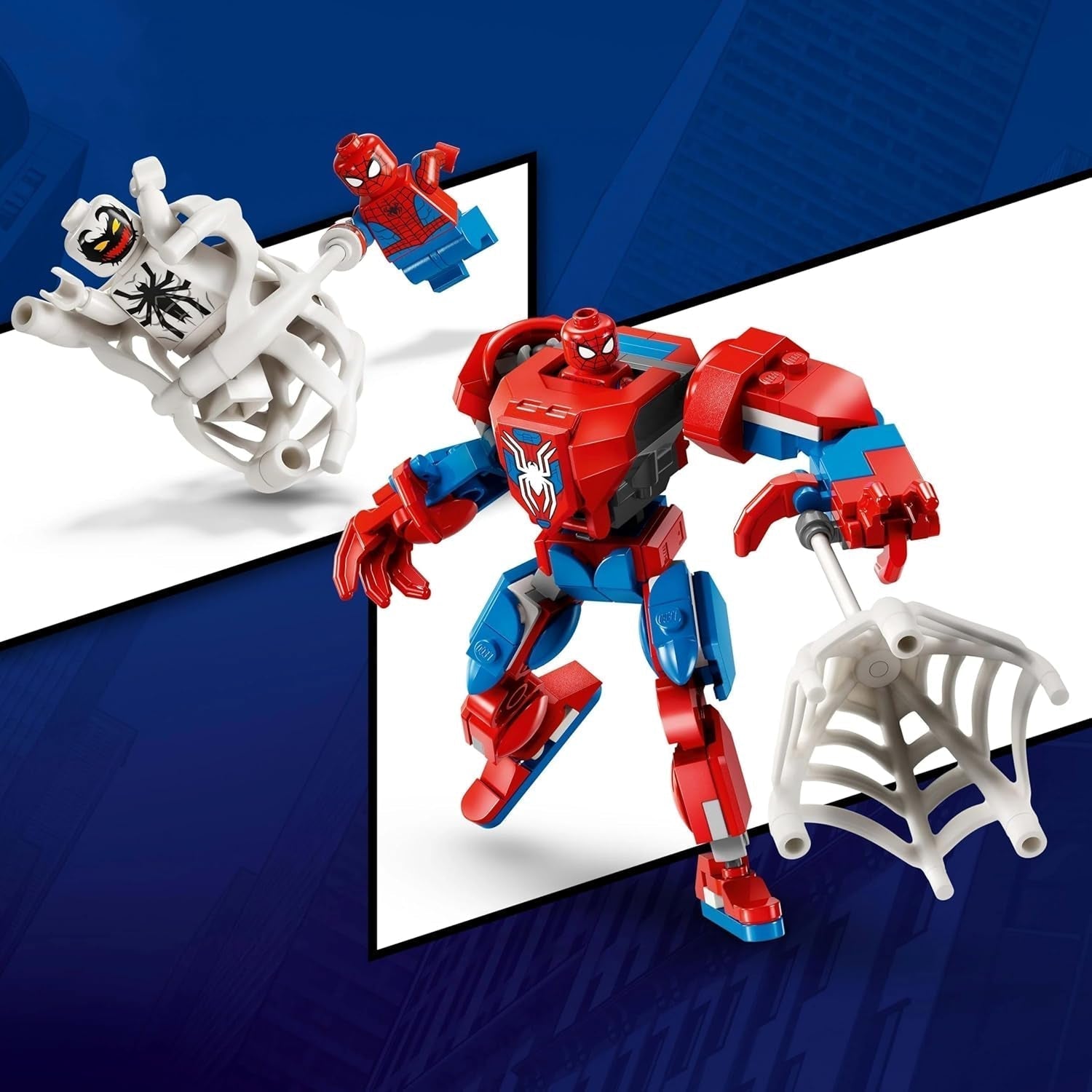 LEGO Marvel Spider-Man Mech Vs. Anti-Venom - Jucărie de supererou cu 2 minifigurine - Figură de acțiune cu brațe, picioare și degete mobile - Cadou pentru băieți și fete cu vârsta peste 6 ani 76308 Seturi de constructie Besuche den LEGO-Store