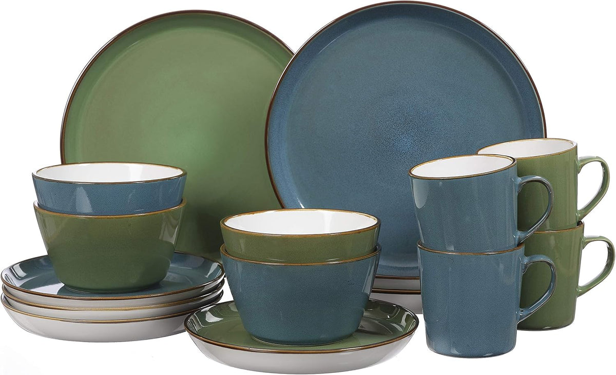 Ritzenhoff & Breker Kombiservice Visby, 16-teilig, Blau/Grün, Steinzeug, 277258