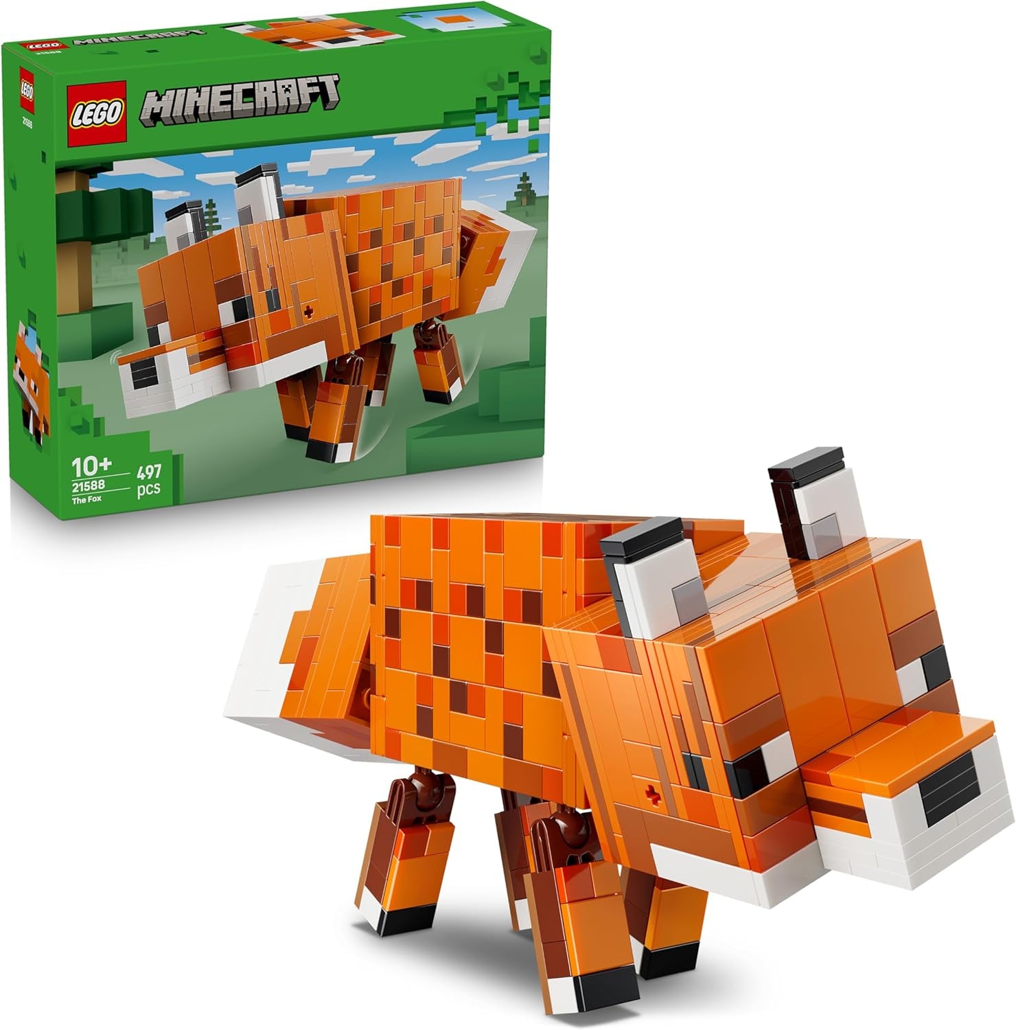 LEGO Minecraft Der Fuchs - 3D-Puzzle Tierfigur mit Zubehör - Gaming Deko für Schlafzimmer oder Gaming Raum - Gamer Spielzeug zum Geburtstag für Jungen, Mädchen und Fans ab 10 Jahren - 21588