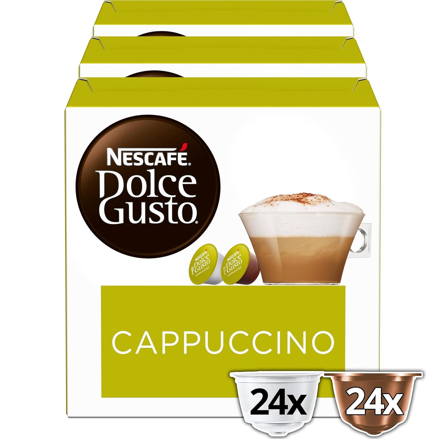 Latte Macchiato Vorratsbox 90 Kaffeekapseln (Aromatischer Espresso, 3-Schichten -Köstlichkeit aus feinem Milchschaum & Cappuccino, 48 Kaffeekapseln