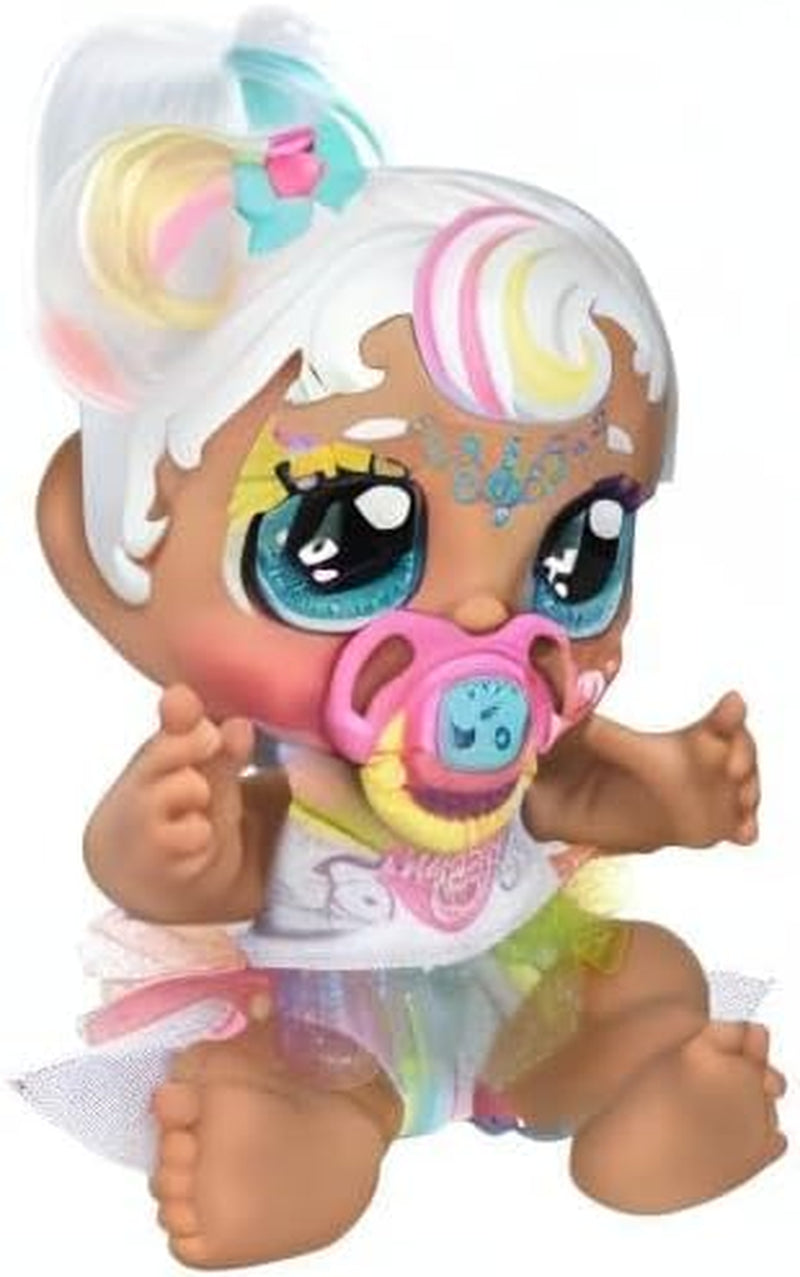 Babyschwester-Puppe Mni Mello als Einhorn, 1 Puppe mit Spielzeugschnuller und Zauberschwamm für magische Gesichtsbemalung. Große, glitzernde Augen, biegsame Arme und Beine, 50275