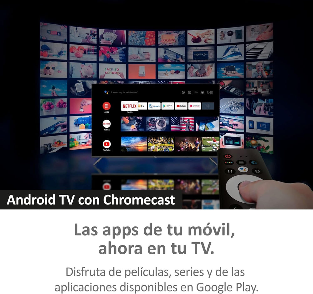 Haier Direct LED Full HD H32K702FG - Smart TV de 32", HDR, Dolby Audio, Android 11, Smart TV, Google Assistant, Bluetooth 5.1, DBX TV, HDMI 2.1 x 3, 2024