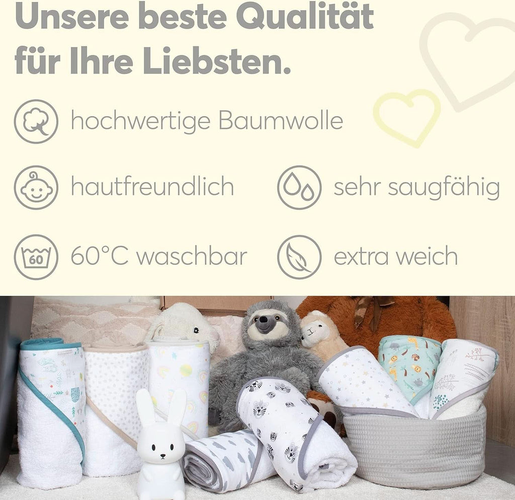 Prosop cu glugă pentru copii | 75X75Cm | 100% bumbac | Oeko-TEX 100 | Furnizorul #1 pentru clinici | Unisex Mama si Copilul Naty Shop