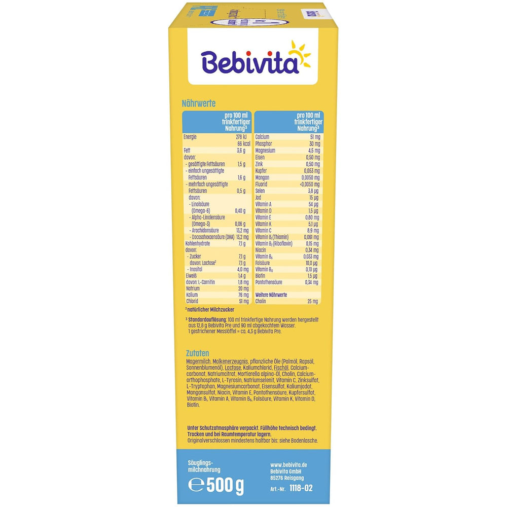 Formulă de lapte praf PRE (5 x 500 g), de la naștere, conține doar lactoză ca și carbohidrat, potrivită pentru alimentație suplimentară