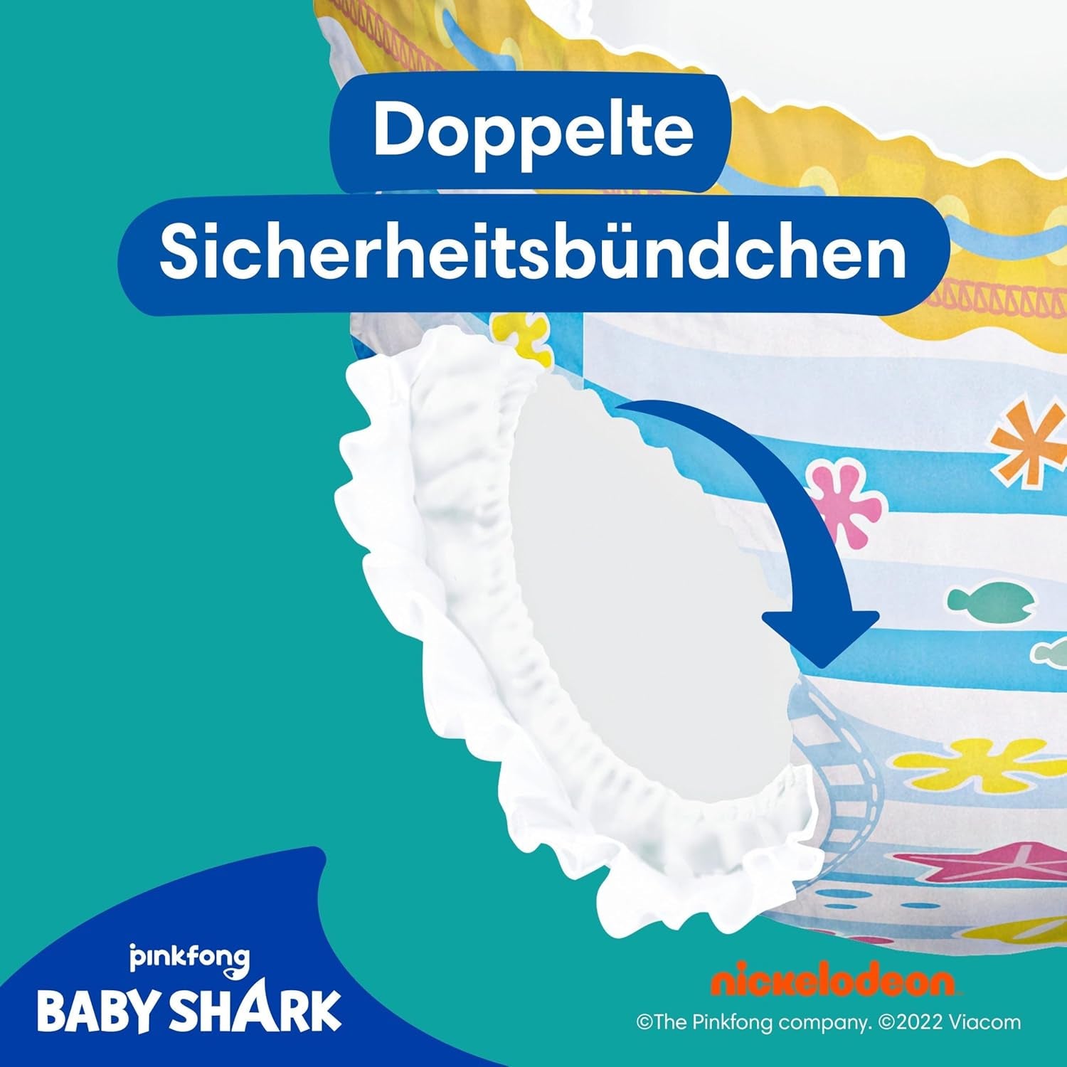 Scutece Pampers mărimea 5-6, Splashers Baby Shark Limited Edition, 10 bucăți, scutece de înot de unică folosință, pentru protecție sigură în apă