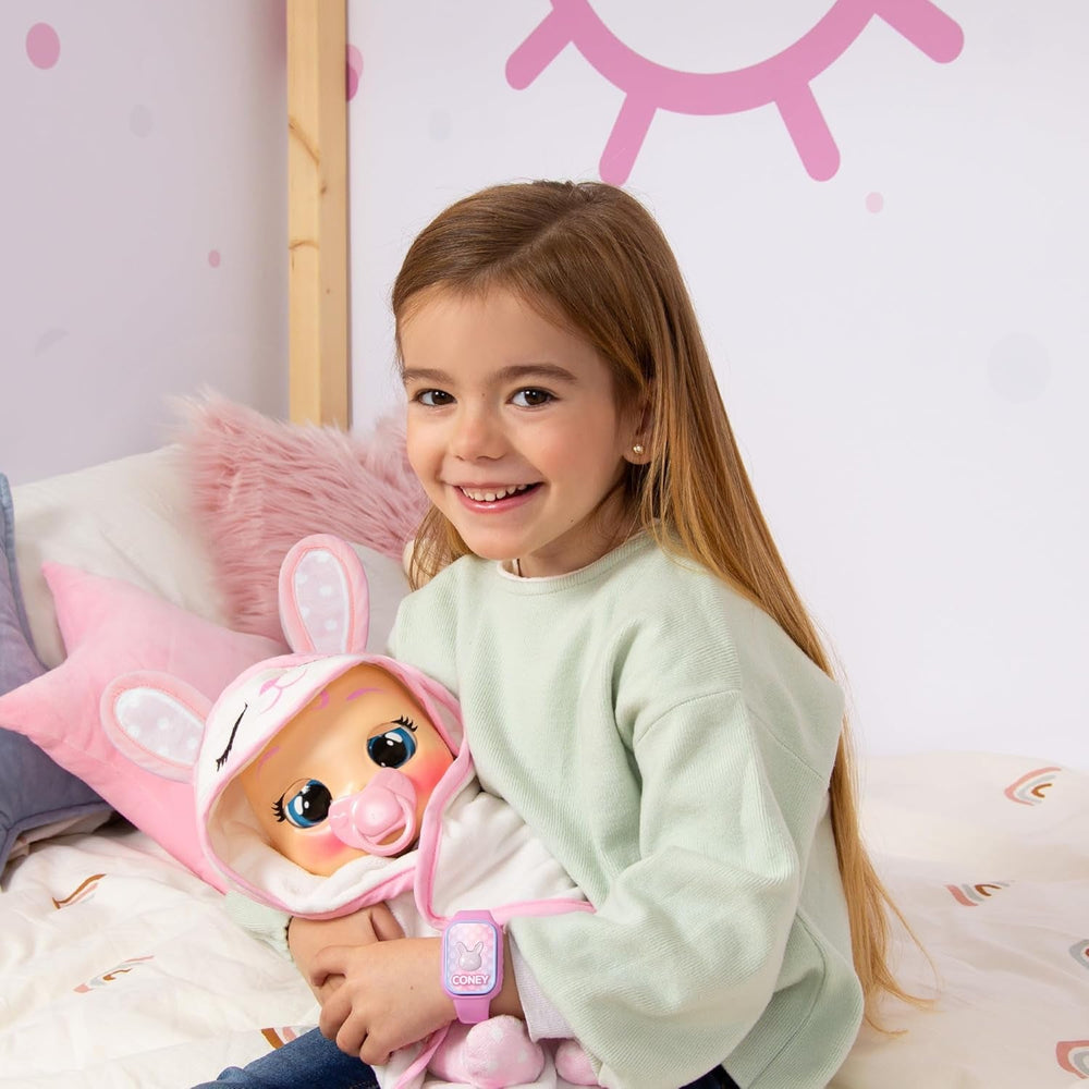 Cry Babies Magic Tears Newborn Coney-Deluxe interaktive Puppe Neugeborenen Puppe mit einem magischen Armband, die echte Tränen weint, Babyzubehör enthält. -Geschenk Spielzeug für Kinder ab 18 Monaten