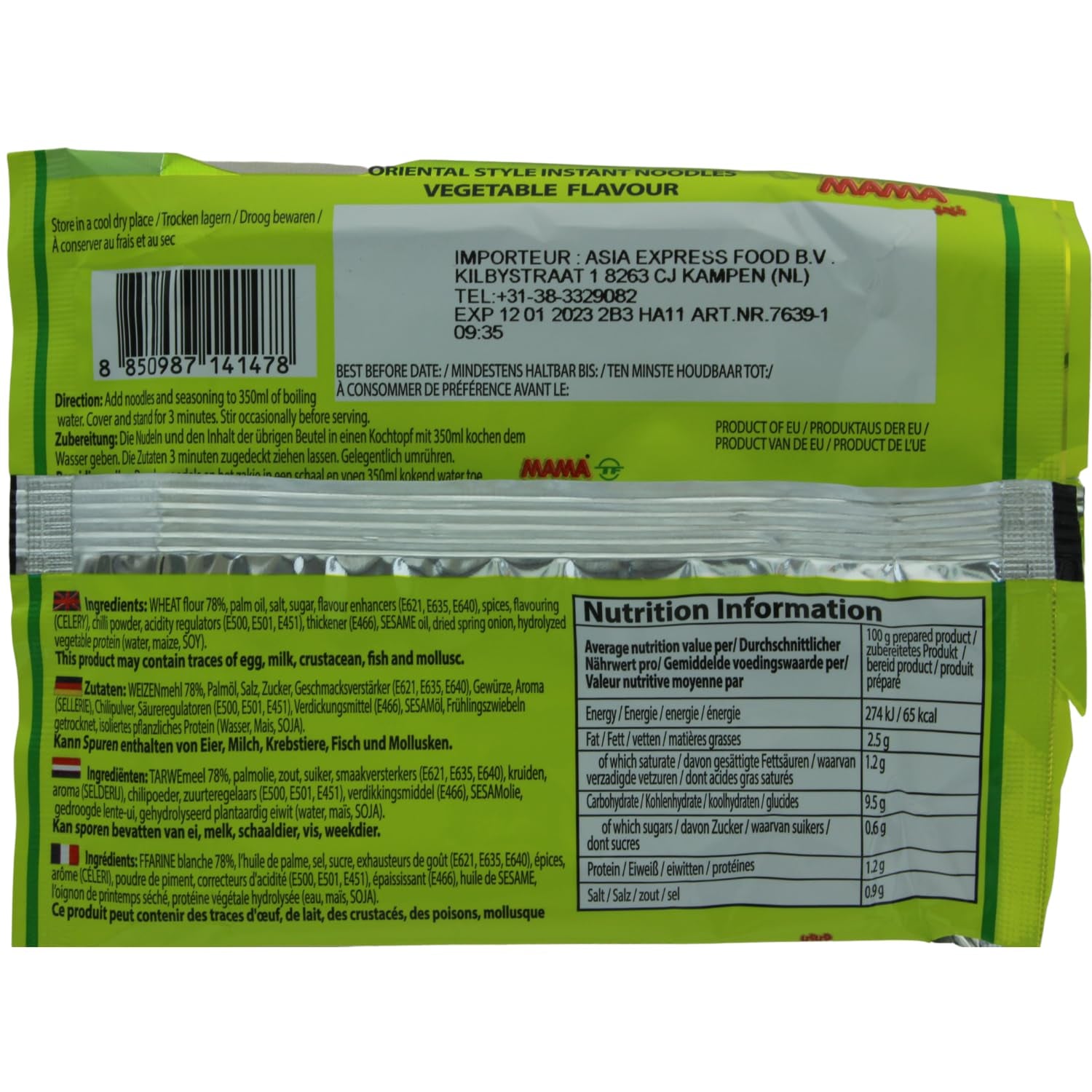 MAMA - Tăiței instant cu legume, pachet de 30 (30 x 60g)