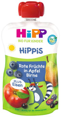Hipp Organic, afine, mere, pere plus Iron Willi Raccoon, pachet de 6 (6 X 100 G) Mama si Copilul Naty Shop Default Title