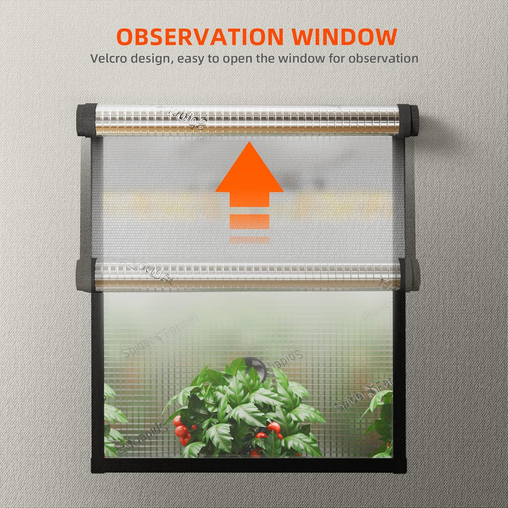 Cort de creștere Spider Farmer Pro 70x140x200 cm, cu ușă rulantă, fereastră de observare, panou de podea detașabil, material textil Mylar 2000D, pentru cultivare hidroponică în interior cu SF4000, G4500, SE4500