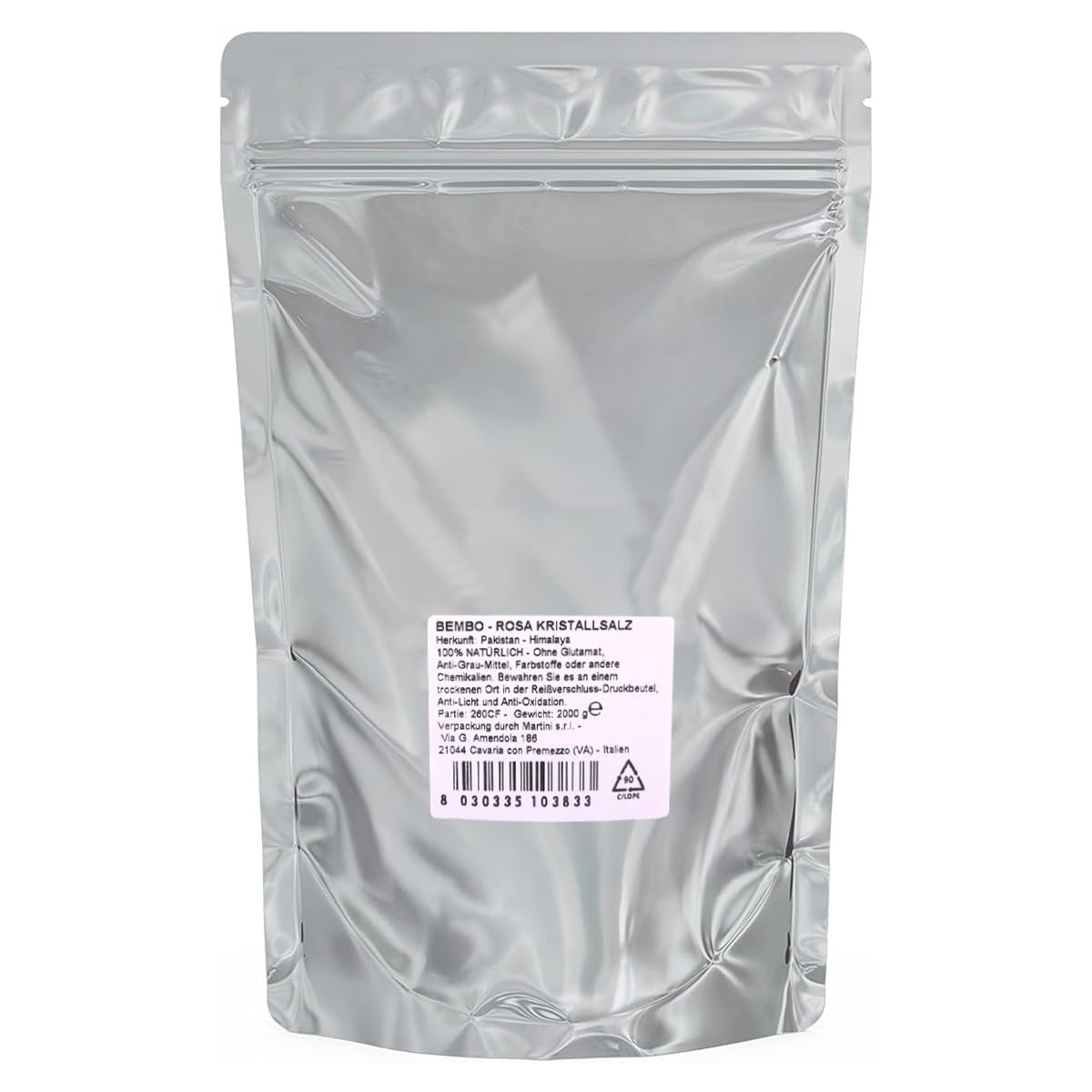 Bembo Himalayasalz Rosa grob 2 kg – Naturbelassenes Kristallsalz & Steinsalz aus Pakistan (Khewra Salzmine) – Reines Speisesalz für die Mühle – Ohne Zusätze, ohne Rieselhilfe, unraffiniert.