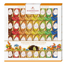 Niederegger | Ouă de marțipan | 1 x 400g | Variante: Clasic, Ciocolată cu lapte, Portocală, Caramel Crunch, Ananas, Măr, Espresso și Fistic | Învelite în ciocolată neagră și cu lapte | Cadou de Paște