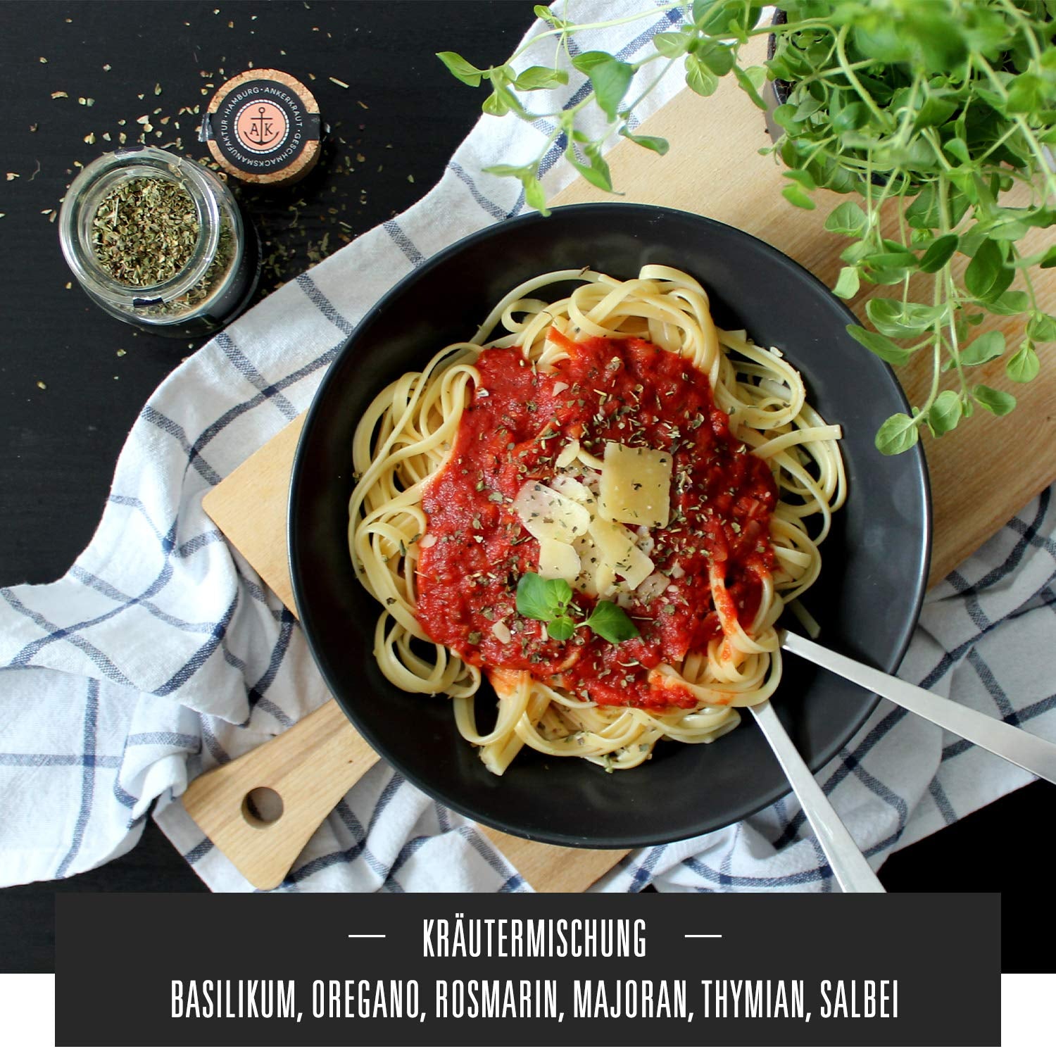 Ankerkraut Italienische Kräuter, mediterranes Universalgewürz für Pasta, Pizza und Salate, 25 g im Korkenglas