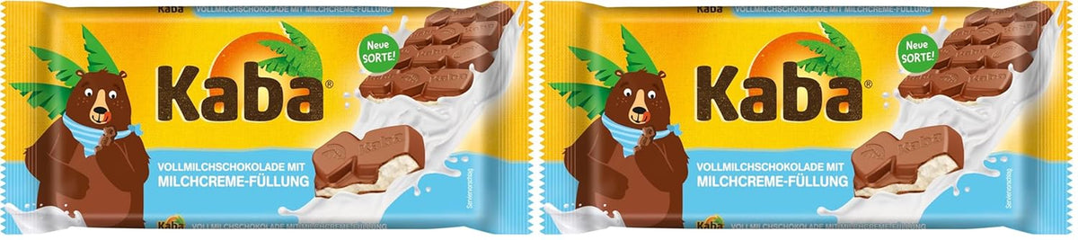Ciocolată Kaba cu lapte integral și cremă de lapte, tabletă de ciocolată umplută, tabletă de 90 g, ciocolată care se topește în gură cu cremă ușoară de lapte și aromă originală Kaba (pachet de 2)