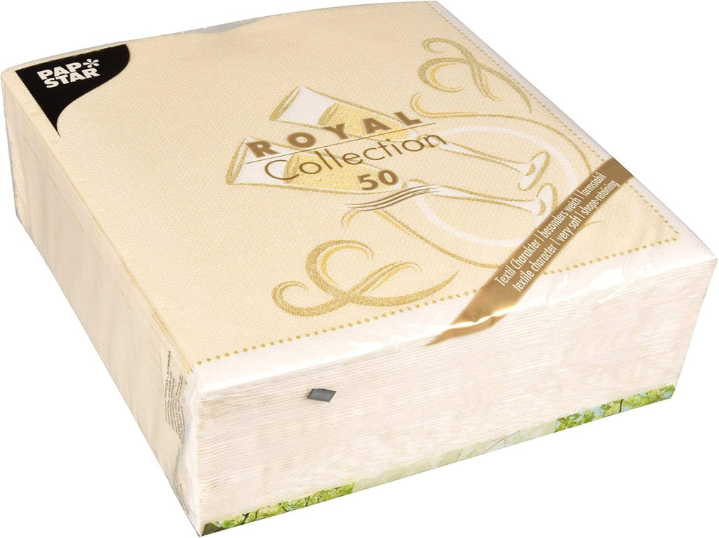 Papstar, 50 de șervețele "ROYAL Collection" 1/4 fold 40 Cm X 40 Cm Gold "Festive Moments", #86297