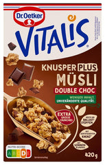 Dr. Oetker Vitalis KnusperPlus Ciocolată Dublă: Musli crocant cu lapte și ciocolată neagră, pachet de 7 (7 x 450g)