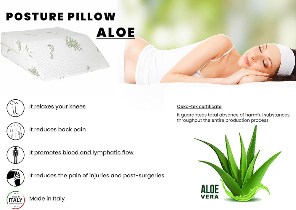 Lenjerie de pat italiană Pernă de odihnă pentru picioare detașabilă, Aloe, 61X50X17Cm Perne standard Naty Shop