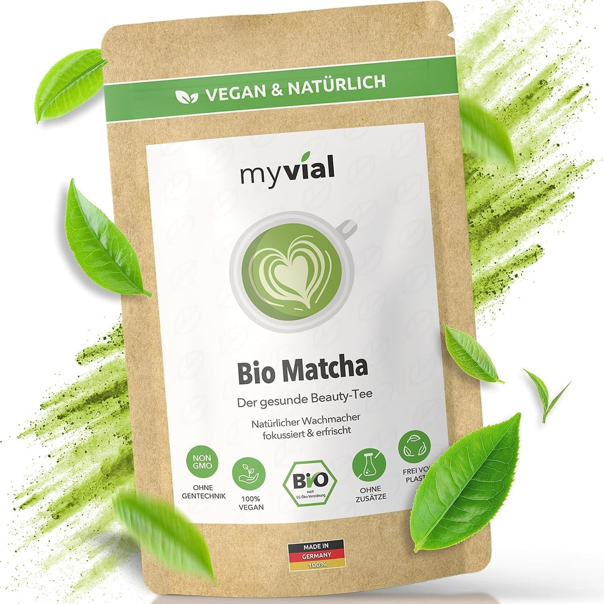 Ceai Matcha organic pudră premium 100 g Ceai verde de cea mai înaltă calitate din Japonia Kagoshima - perfect pentru smoothie Matcha Latte Ceai verde japonez Vegan Fără aditivi Ambalat fără plastic