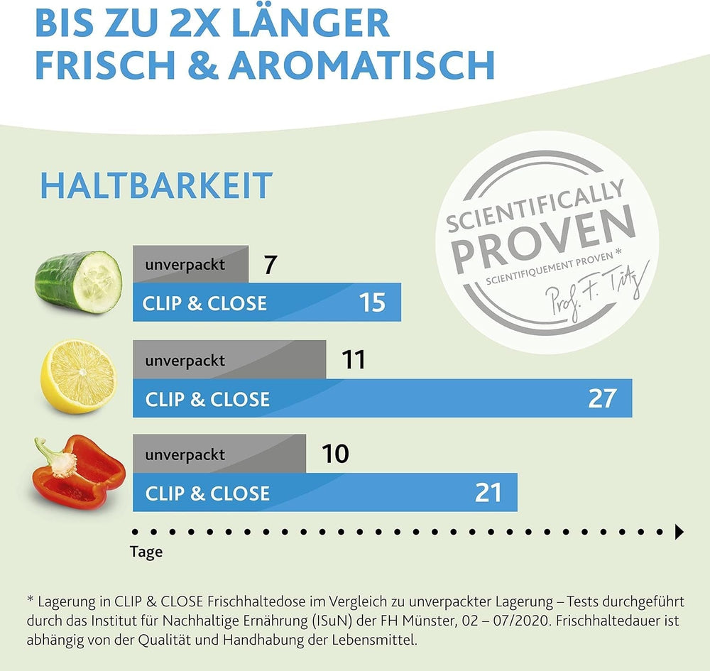 Emsa 515585 Food Clip & Close | Set 3 piese | plastic | transparent / verde | 0.55 / 1 / 2.2 litri Cutii depozitare alimente Naty Shop