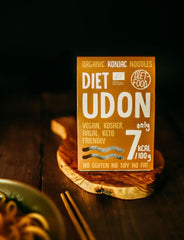 Tăiței Udon Shirataki Konjac Bio 385g – Conținut scăzut de calorii, fără gluten, vegani – preparați din rădăcină de konjac, bogați în fibre DIET-FOOD