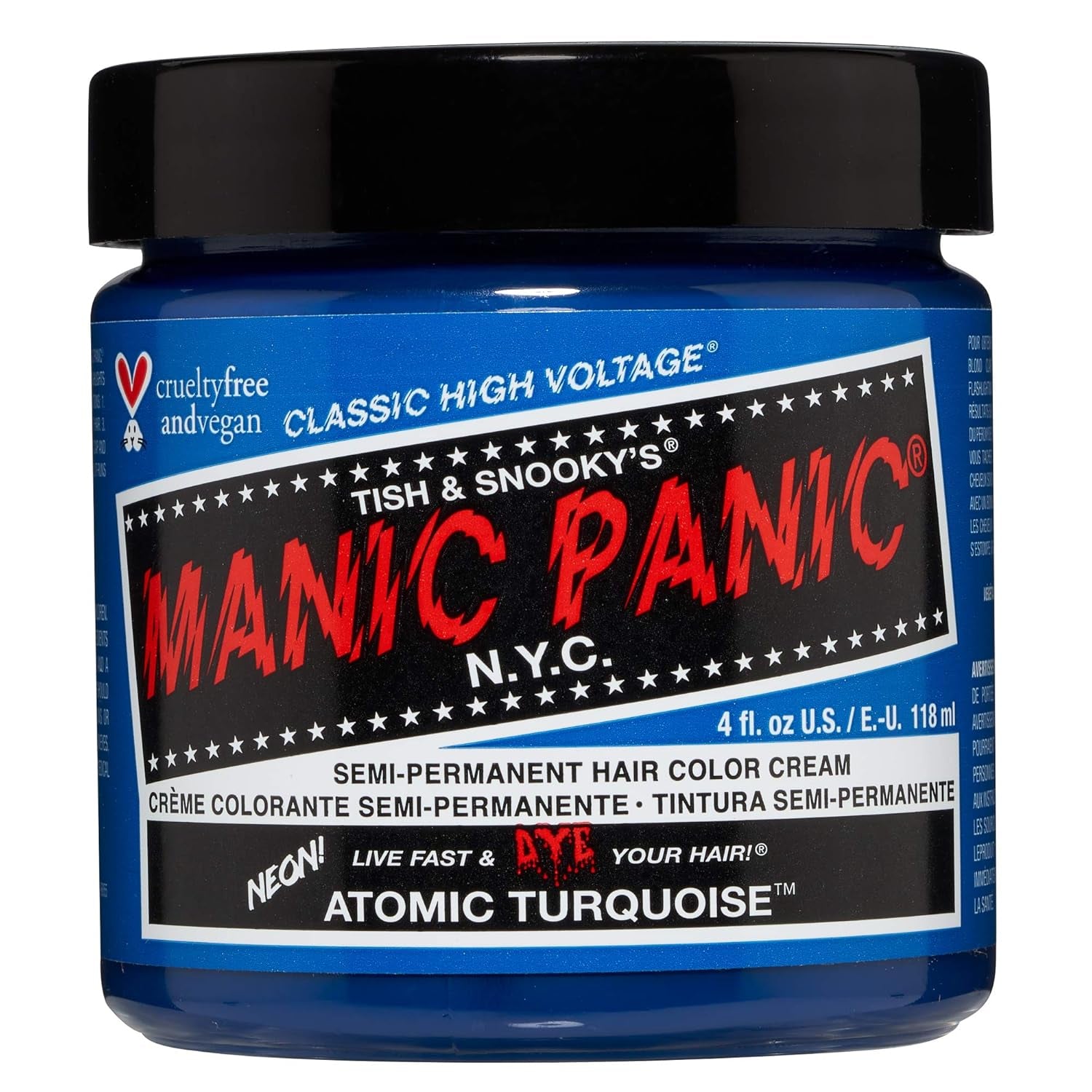 Manic Panic Electric Lizard Classic Cream, vegan, fără cruzime, vopsea de păr verde semipermanentă 118ml Vopsea pentru par Naty Shop Turcoaz atomic 118 Ml (1 pachet)
