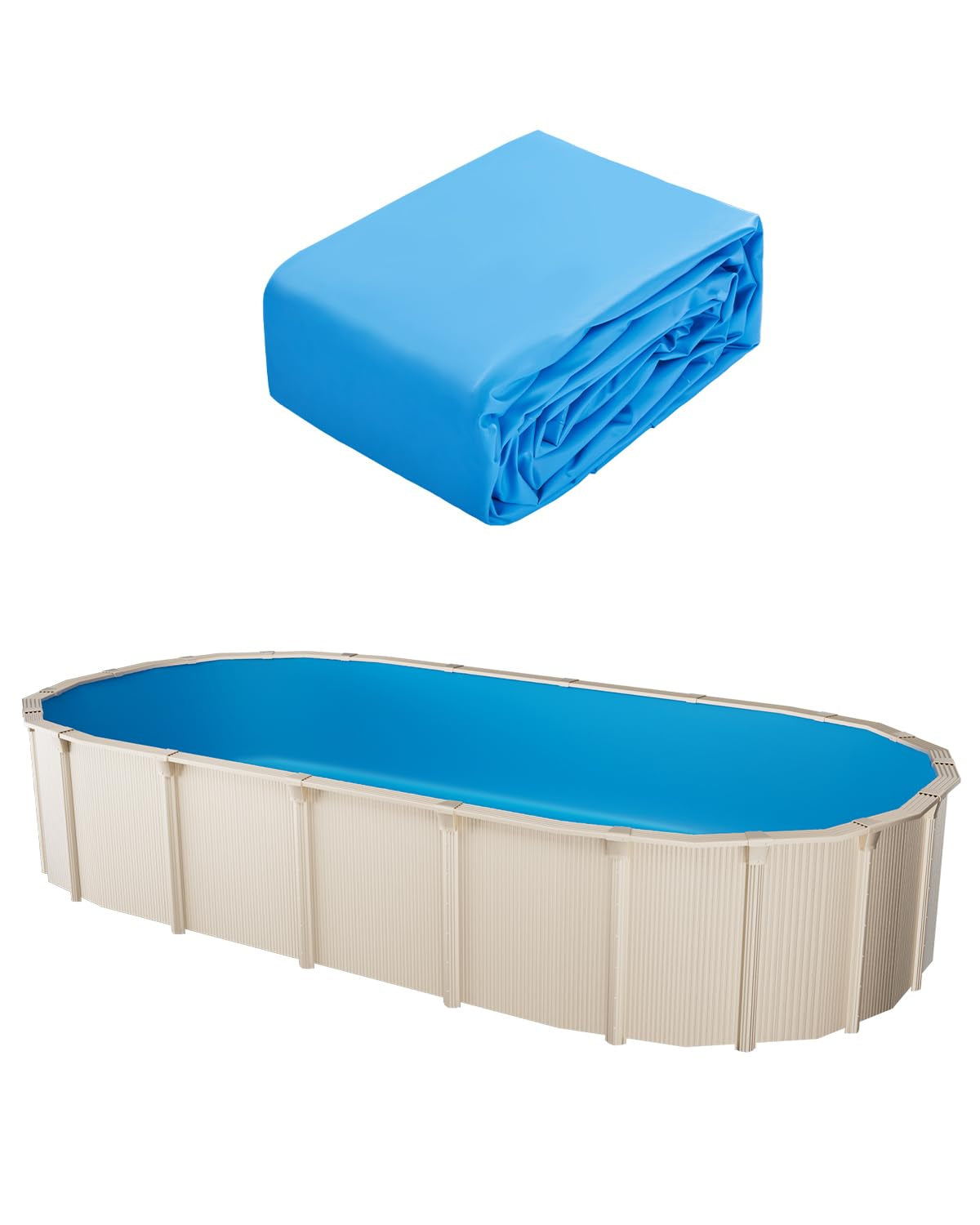 Căptușeală ovală pentru piscină VEVOR, 610x375x147 cm, căptușeală de schimb, căptușeală pentru piscină, căptușeală suprapusă din vinil gros standard, pentru piscine supraterane cu pereți înalți de 132 cm, culoare uni