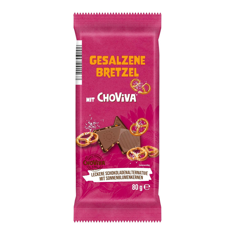 Biscuite cu unt sărat și ChoViva, baton de 80g, făcute din alternativă la ciocolată cu semințe de floarea-soarelui