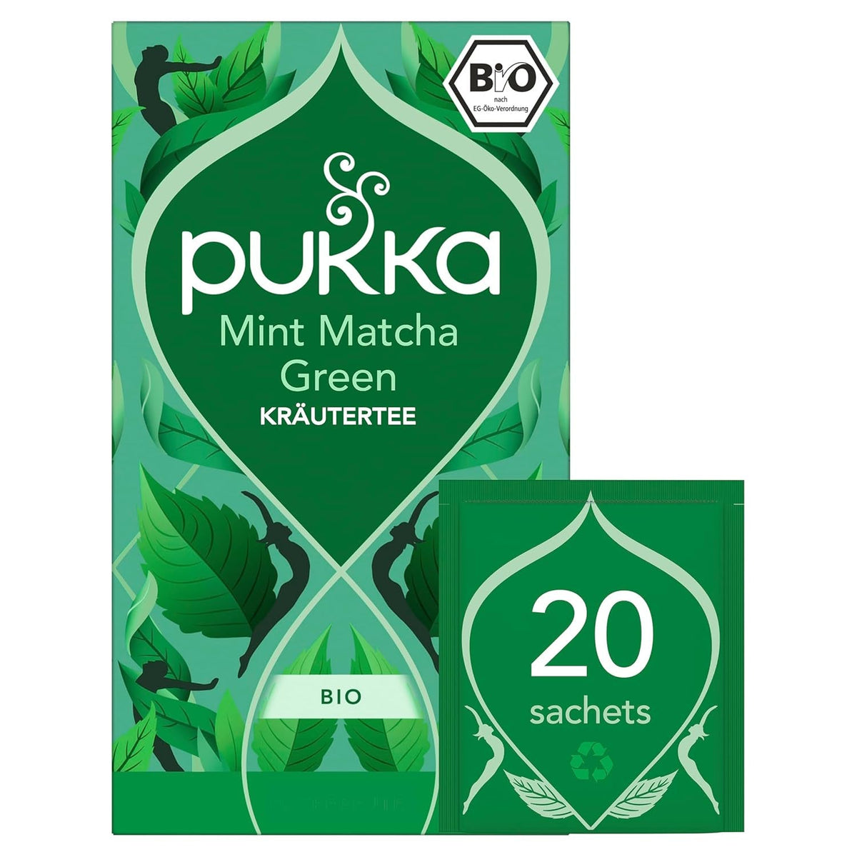Pukka | Ceai de plante organic „Mint Matcha Green” | Mentă, mentă piperată și matcha | Ceai verde pentru prospețime dimineața | Pachet de 1 | 20 pliculețe de ceai