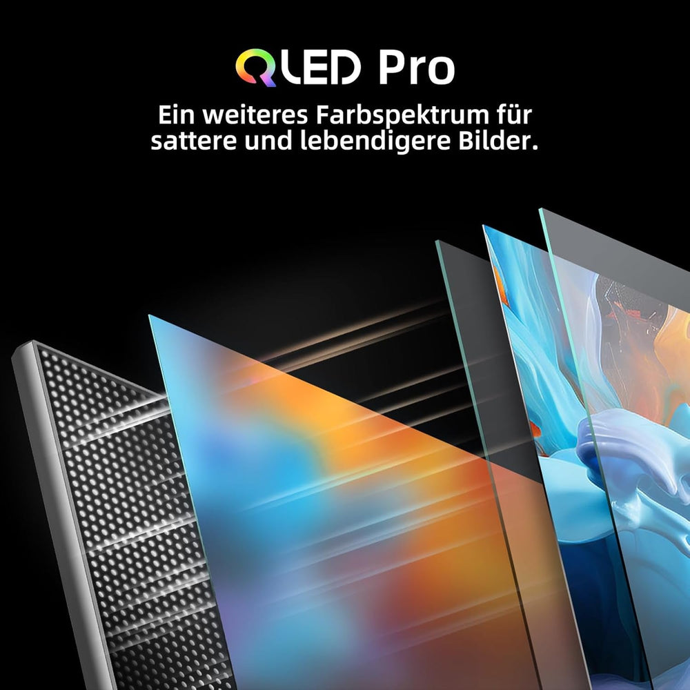 CHIQ 50QA10 Televizor inteligent QLED 4K UHD de 50 de inci cu Google, QLED Pro, DLG 120Hz, MEMC, VRR, ALLM, HDR10, Dolby Audio, 4x HDMI 2.1, gamă largă de culori, carcasă metalică fără ramă, Chromecast, Asistent Google