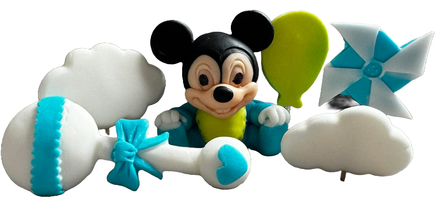 Set 6 decoratiuni comestibile din zahar, Mickey Mouse Decoratiuni din Pasta de Zahar Naty Shop