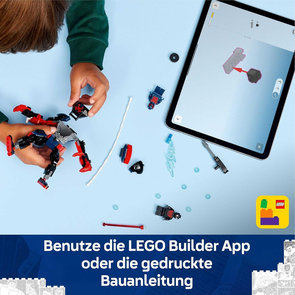 LEGO | Marvel Miles Morales Mech vs. Spider-Man 2099 - Superhelden Spielzeug mit Actionfigur und 2 Minifiguren sowie Razor-Web und Power-Blast-Elementen - Geschenk für Jungen ab 6 Jahren - 76337