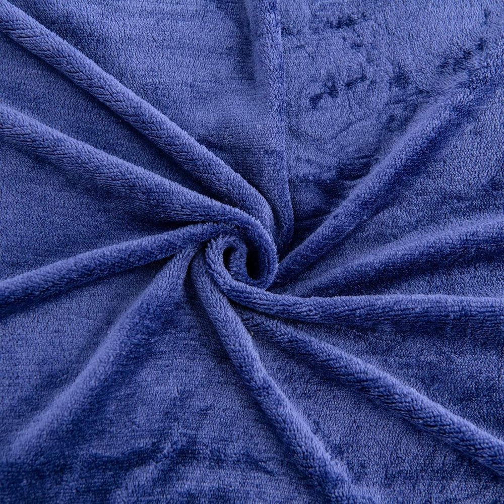 Kono Sherpa fleece throw blanket, 150 X 200 Cm, Soft, Cosy, Fluffy, Reversible, Microfibre, pături fixe pentru pat, canapea, canapea (Albastru marin, dublu/double) Paturi si Cuverturi Besuche den KONO-Store