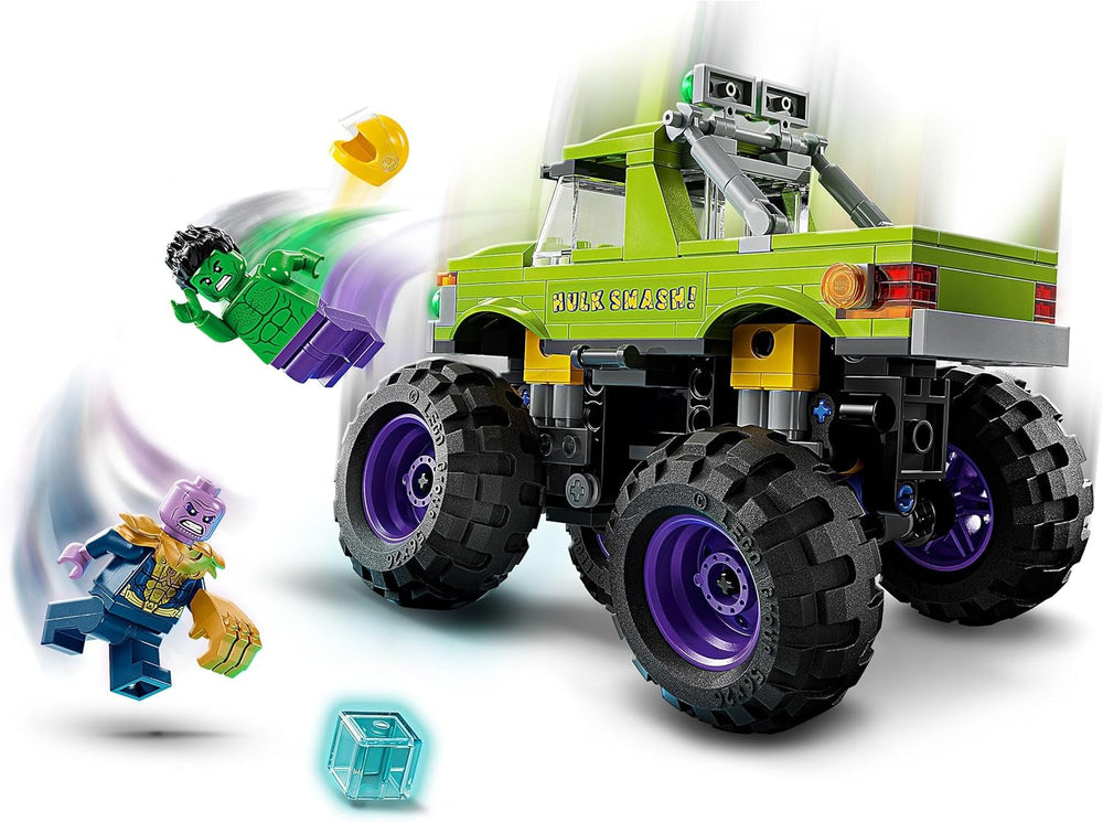 LEGO Ç€ Marvel Hulk Truck Vs. Thanos - Jucărie de construit supereroi - Vehicul Avengers și minifigurine - Camion monstru pentru mega distracție - Cadou pentru băieți și fete de la 7 ani - 76312 Seturi de constructie Besuche den LEGO-Store