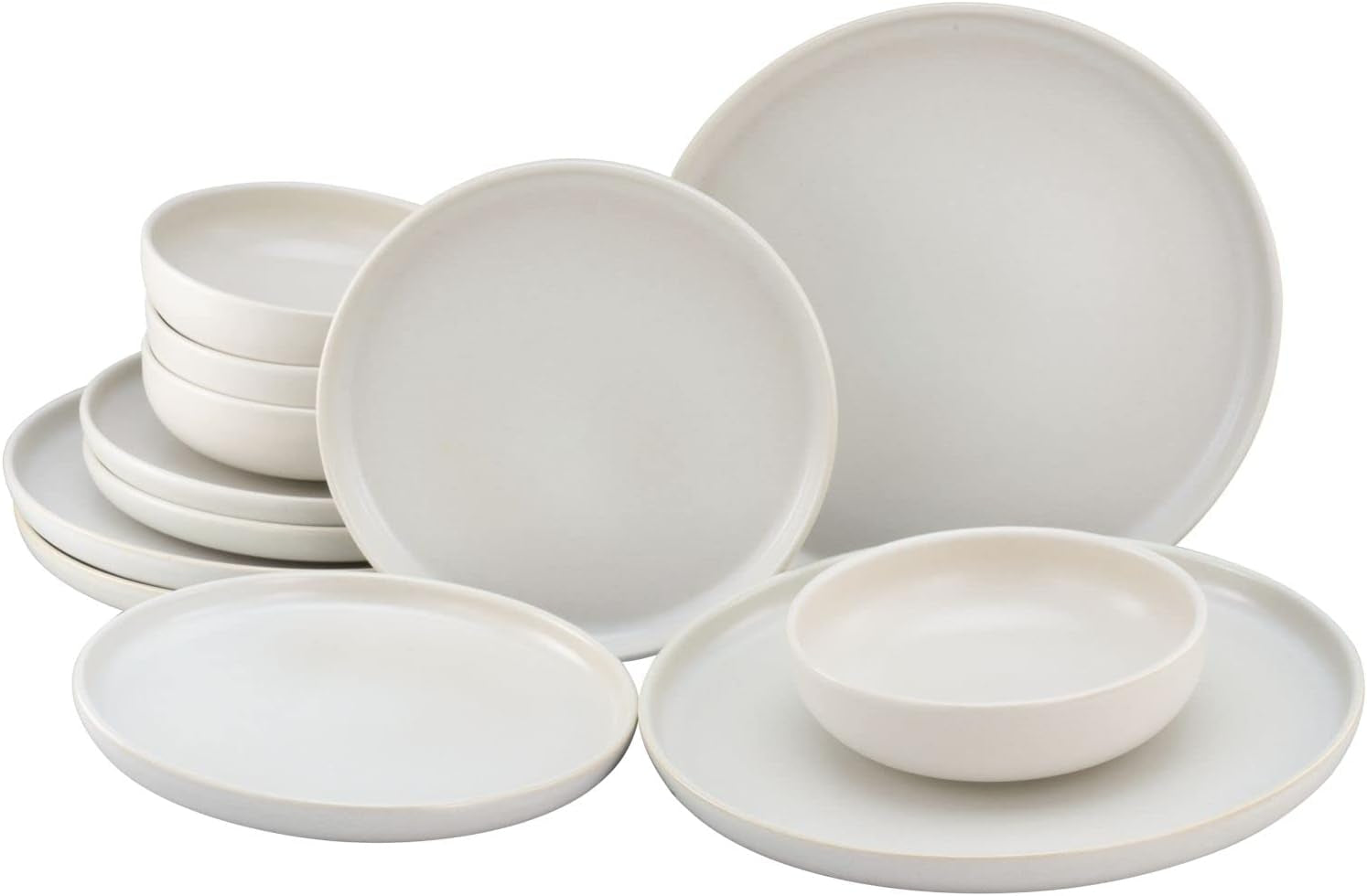 Creatable, 22979, Serie Uno BLACK, 12-Teiliges Geschirrset, Teller Set Aus Steinzeug, Spülmaschinen- Und Mikrowellengeeignet, Made in Portugal Seturi vesela masa Naty Shop Offwhite Tafelservice 12 Teilig