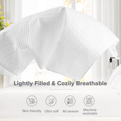 Comfort Spaces Kienna Quilt Set, cusături duble de lux, pătură de vară, ușoară, moale, lenjerie de pat pe tot parcursul anului, față de pernă asortată, albă, pătură pentru paturi King Size (264.2 X 228.6 Cm), Plapumi si pilote Naty Shop