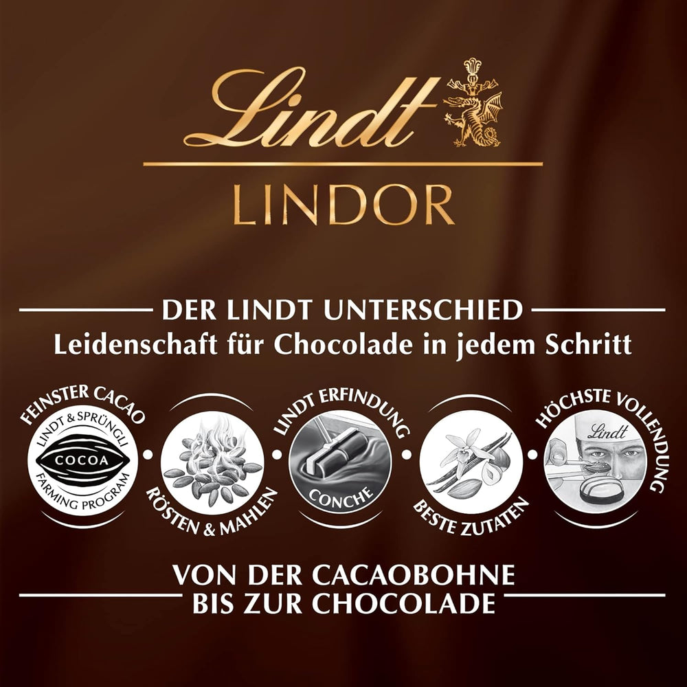 Ciocolată Lindt | Pliculețe LINDOR pentru cheesecake | 137g | 10 bile de ciocolată cu lapte cu umplutură de cheesecake care se topește în gură | Cadou de ciocolată