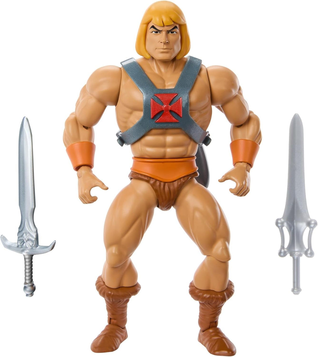Jucărie Masters of the Universe Origins, He-Man figurină de acțiune din colecția de desene animate, la scară reală, aprox. 14 cm înălțime, erou cu armură, 2 săbii și mini benzi desenate, HYD17 Action figures Naty Shop Titlu implicit