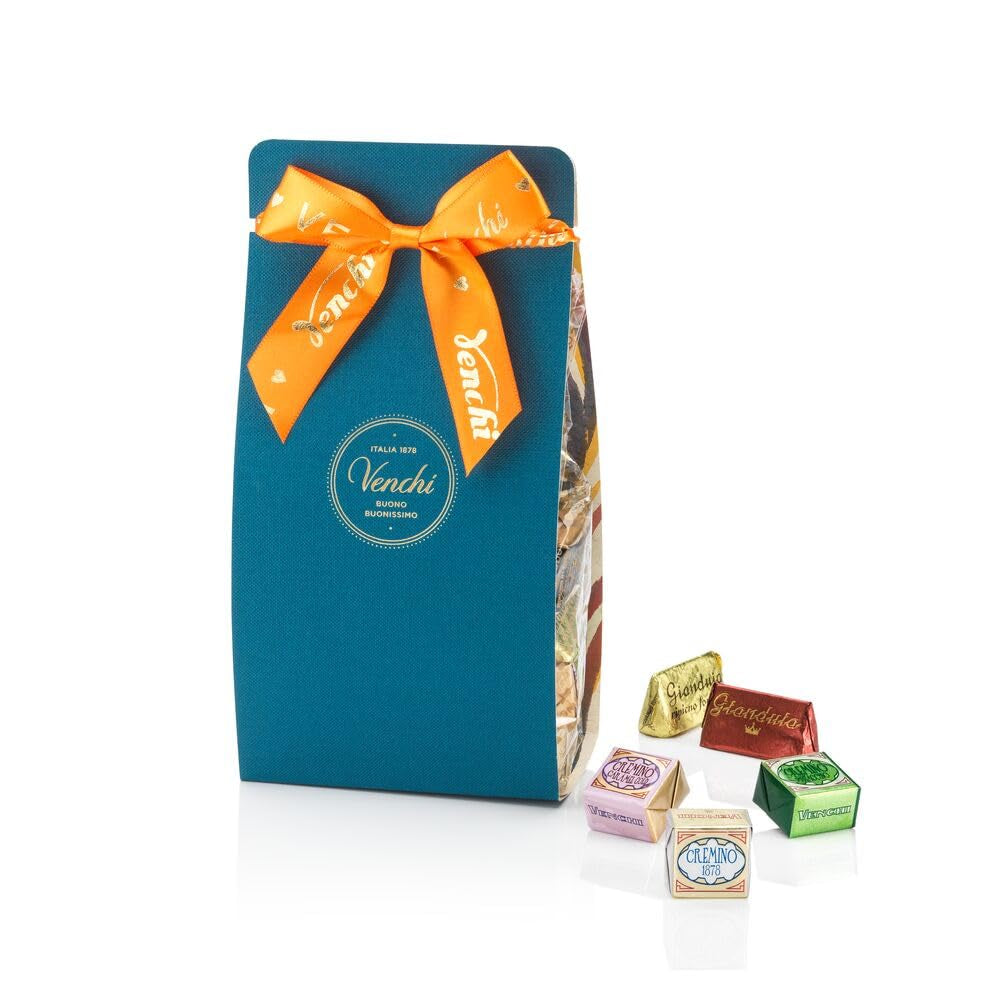 Venchi – Colecția Murrine – Cutie cadou cu ciocolate asortate Cremino și Gianduiotti, 411 g – Cu alune de pădure IGP Piemont – Idee de cadou – Fără gluten
