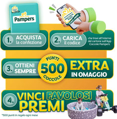 Pampers Baby Dry XL Mărimea 6 (15-30 kg), 111 scutece + 500 de puncte de îmbrățișare suplimentare gratuite