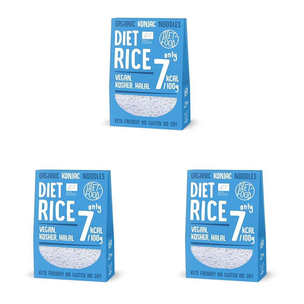 DIET-FOOD Orez instant organic Shirataki Konjac, cu conținut scăzut de carbohidrați, cu conținut scăzut de calorii, vegan, fără grăsimi, fără soia, fără gluten, keto-friendly, pentru slăbit, 300 de grame