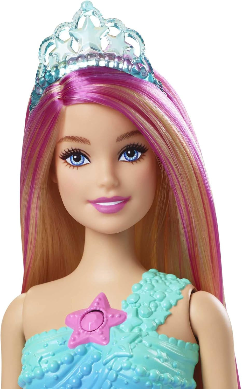Barbie Dreamtopia Păpușă Sirenă Magică cu Lumină și Păr Blond, Păpușă Barbie cu Coadă de Sirenă, Potrivită ca și Cadou pentru Copii de la 3 Ani în sus, HDJ36