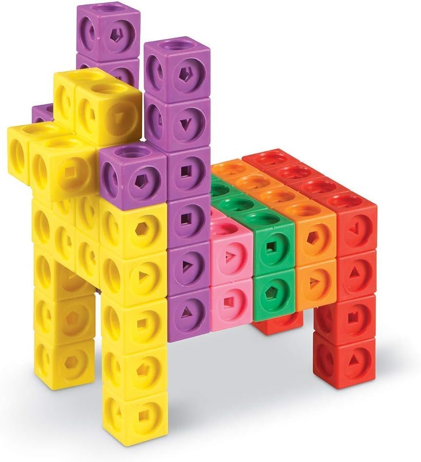 Learning Resources MathLink Steckwürfel Big Builders für Baumeister, ab 5 Jahren, Konstruktionsspielzeug für frühes Mint-Lernen, 200 Teile