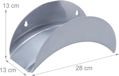 Suport furtun de perete Relaxdays, set de 2, pentru furtun de 30 m 1/2", suport furtun de grădină, suport metalic pentru furtun, gri