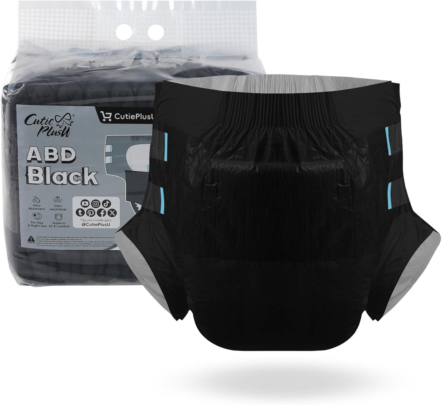 Scutece pentru adulți CutiePlusU, pachet de 10 chiloți de incontinență de unică folosință cu bucle pentru femei și bărbați, absorbție maximă peste noapte - Galben (Mărime medie 71-96 cm)