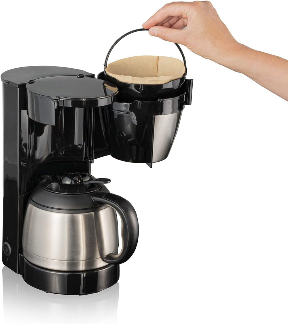Espressor cu filtru Cloer 5009 cu funcție de menținere la cald, pentru până la 8 cești, 800 W, cu carafă izolată din oțel inoxidabil, cană filtrantă 1x4, negru