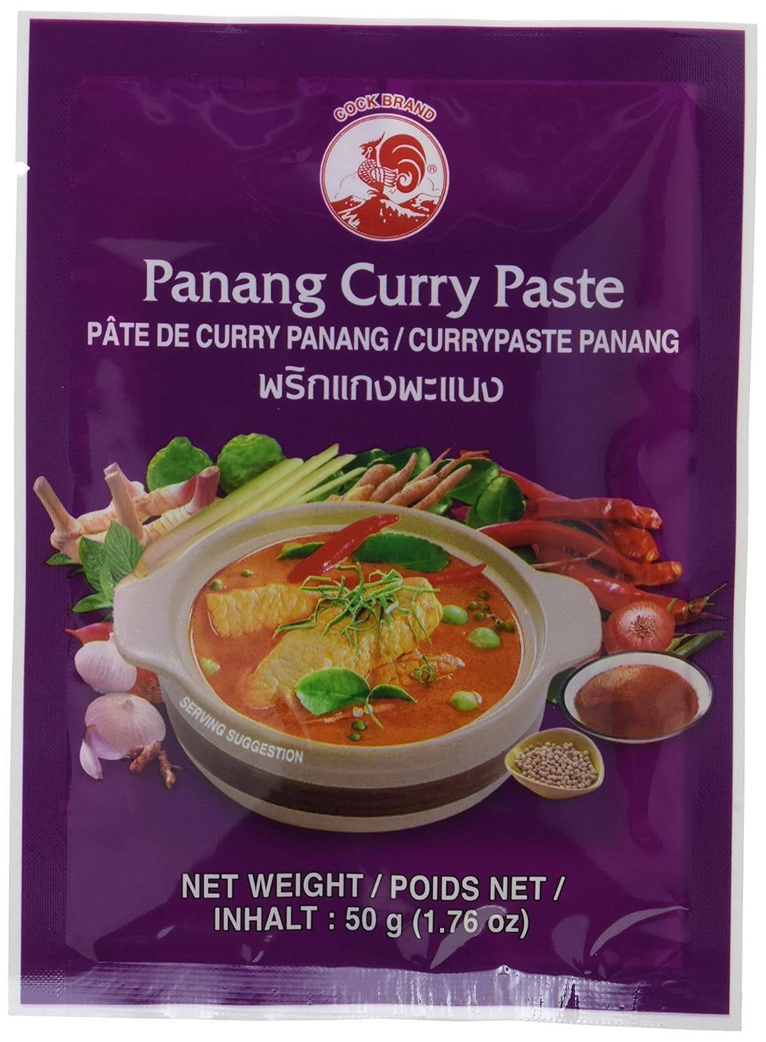 Cock Currypaste Panang, mittlere Schärfe, authentisch thailändisch Kochen, natürliche Zutaten, vegan, halal und glutenfrei (1 x 50 g)