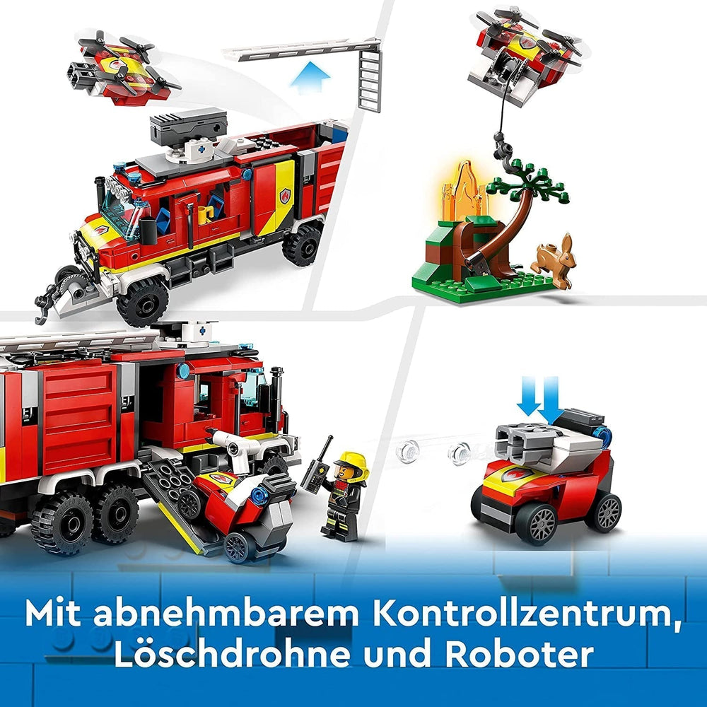 LEGO 60374 City Fire Brigade Command Vehicle, jucărie modernă cu camion de pompieri, cu drone de stingere a incendiilor, cu figuri pentru copii Seturi de constructie Besuche den LEGO-Store