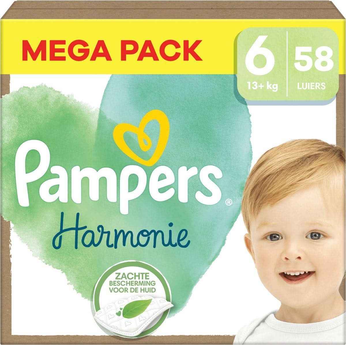Scutece Pampers Harmonie, marimea 6, 58 scutece, 13 kg +, protectie moale pentru piele si 100% absorbanta Mama si Copilul Naty Shop