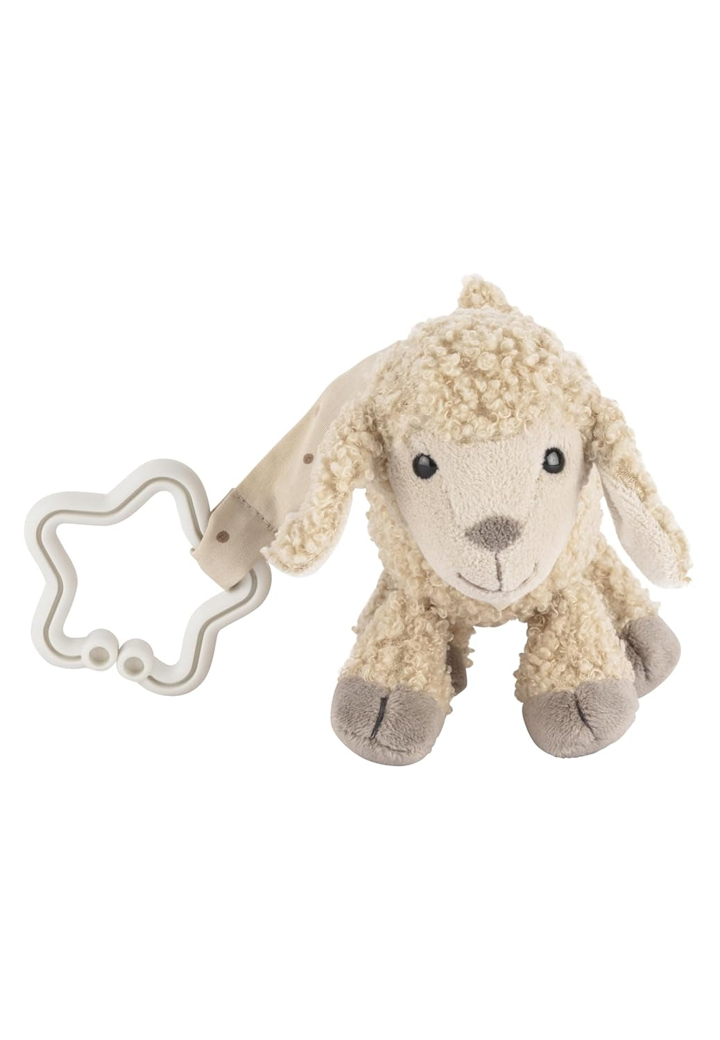 Pandantiv jucărie Sterntaler oaie Flocke - jucărie pentru cărucior din țesătură moale - jucărie pentru copii de agățat - pandantiv cu arc de joacă cu suspensie în formă de stea, de culoarea nisipului Jucarii Bebe Naty Shop