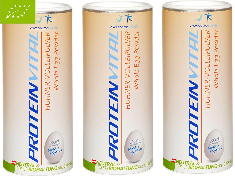 Proteinvital Vollei-Ei-Pulver EIEREI Regional Österreichische Freiland Eier 800g + Anrühr Set, Kraftpapier Doypack mit Zipper