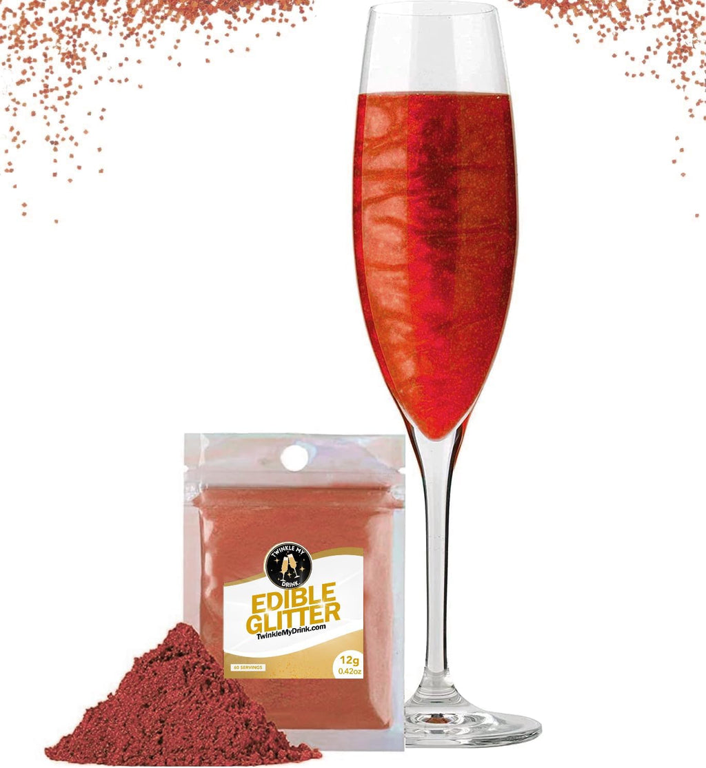 Twinkle My Drink® Glitter comestibil pentru băuturi, diverse culori, 12 grame Naty Shop Roșu burgundy